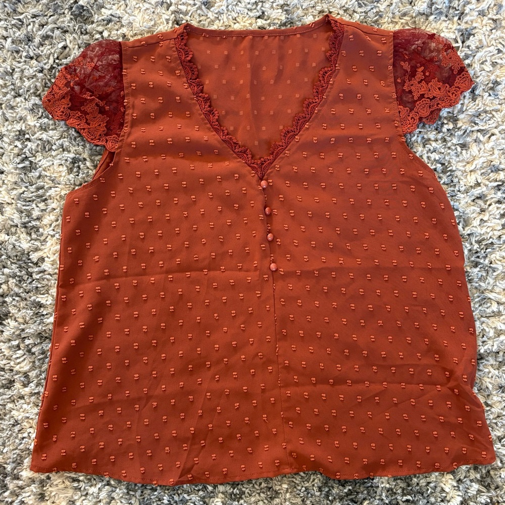 SHEIN lace shoulder top